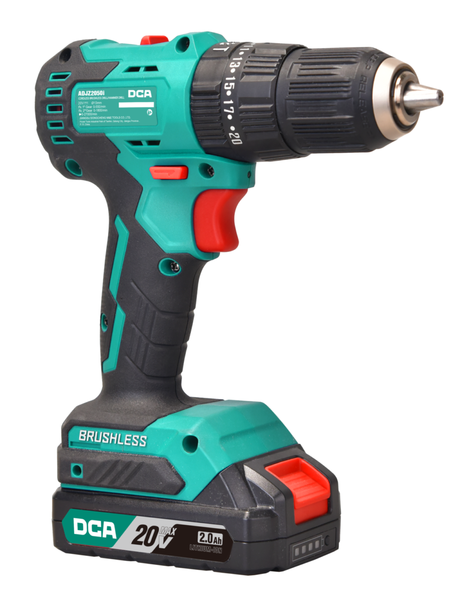 TALADRO PERCUTOR 20V BRUSHLESS 13MM 50N.M 22+2 B:2.0AHX2 MALETIN DCA - ADJZ2050I(TYPE AM)