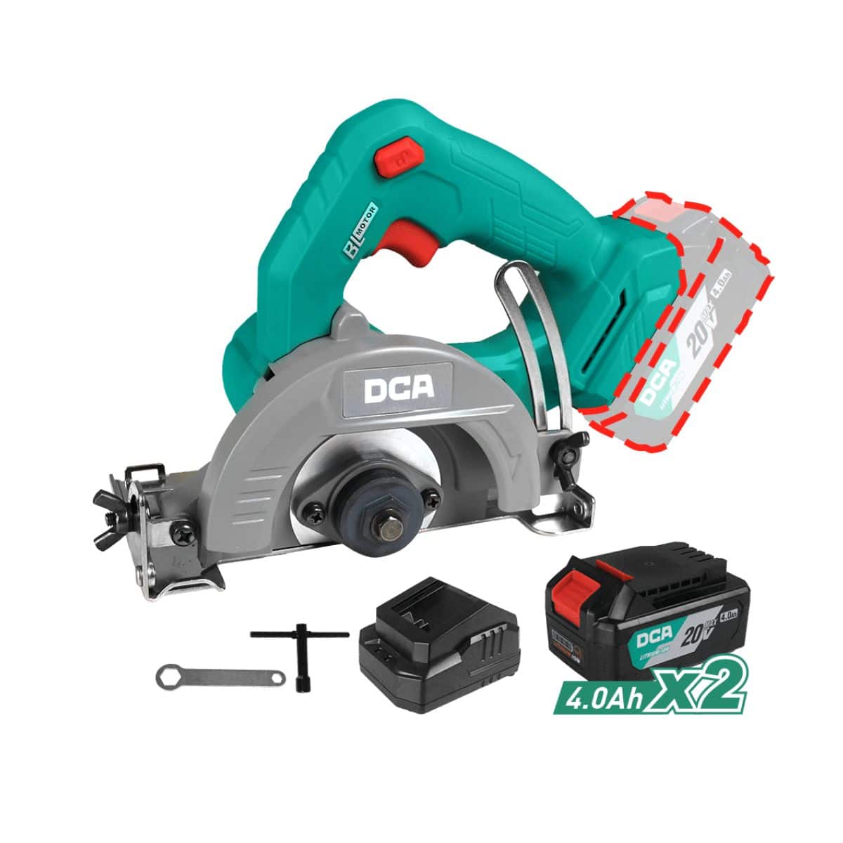 CORTADOR DE MARMOL 20V BRUSHLESS 2X4.0AH125MM 0-45° - ADZE125EM